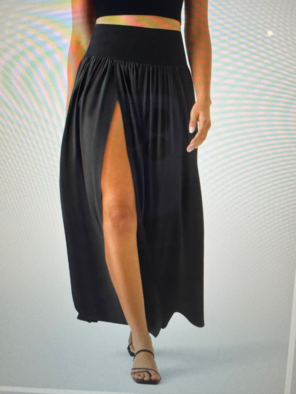 HALARA Breezeful High Waisted Black Maxi Skirt with Front Slit
